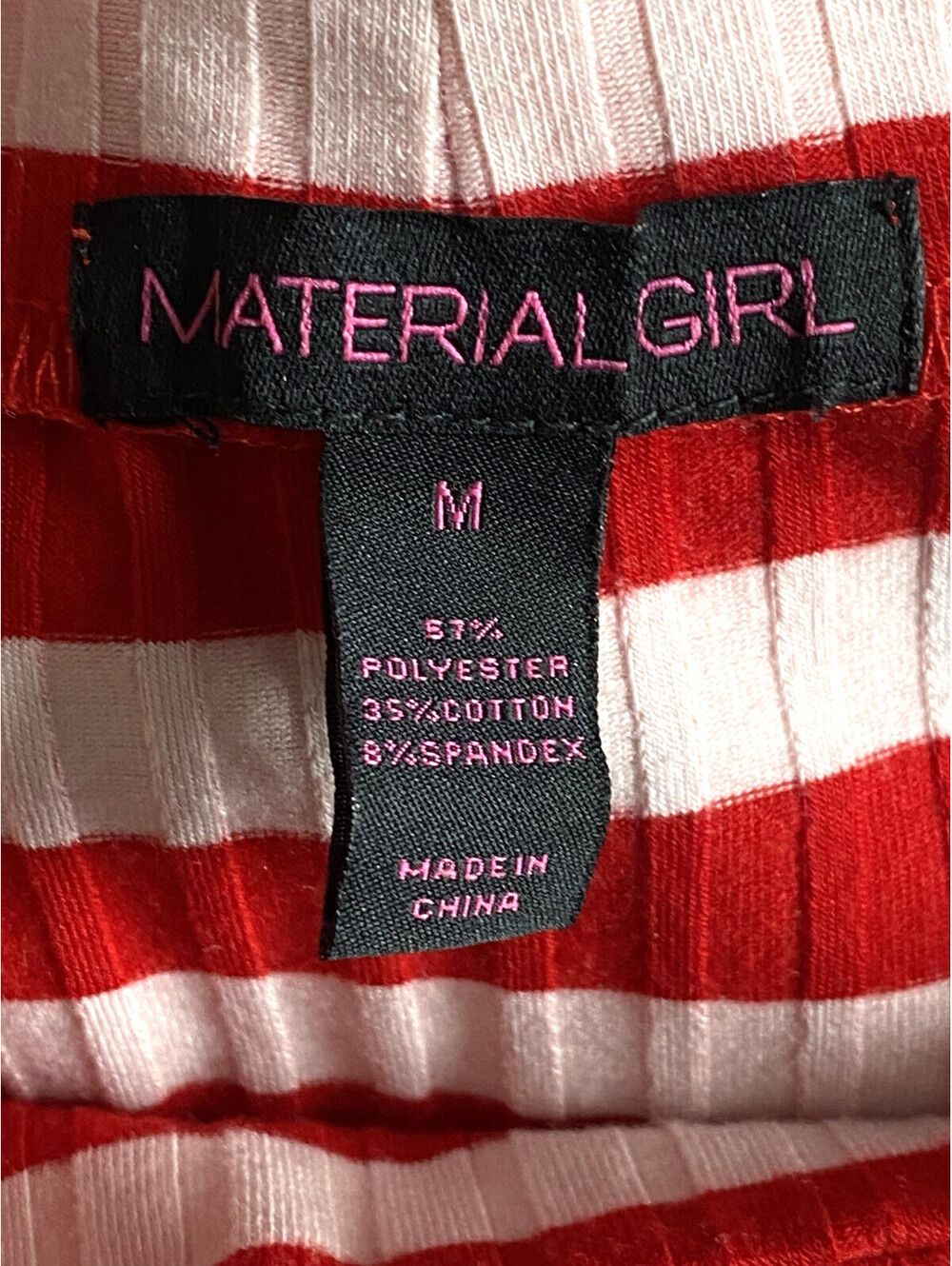 Material Girl Women's Size M Medium Red White Striped Bodysuit Top Long Sleeve - Picture 7 of 7